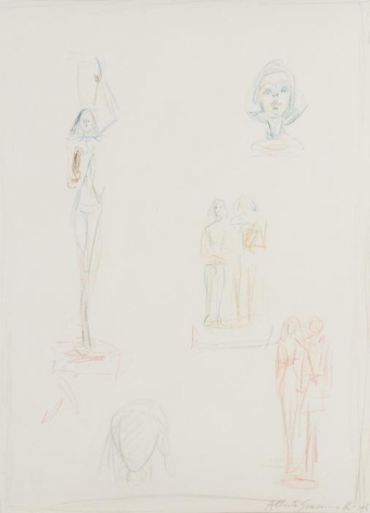Alberto Giacometti Une page d&#039;esquisse pour les sculptures